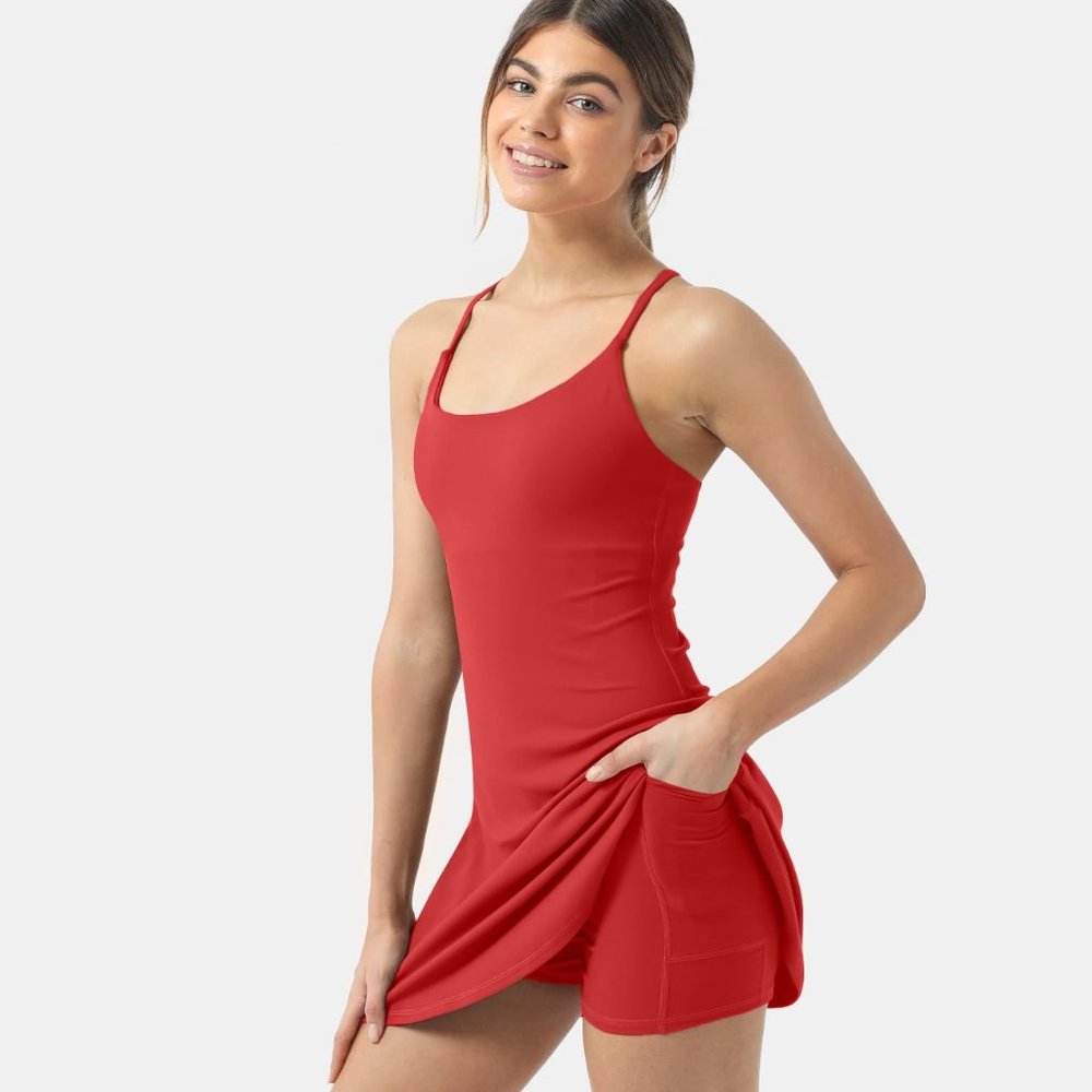 Everyday Cloudful™ Fabric‎ Backless 2-in-1 Flare Workout Dress-Wannabe